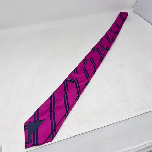 U. S. Polo Assn. Silk Men's Tie Striped Pink and Blue - Picture 5 of 9